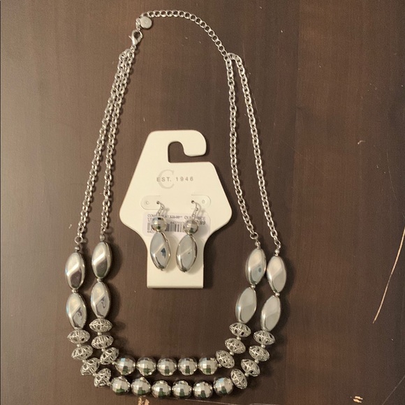 Catos Jewelry - Cato Silver-Tone Multi Strand Necklace and Earring Set